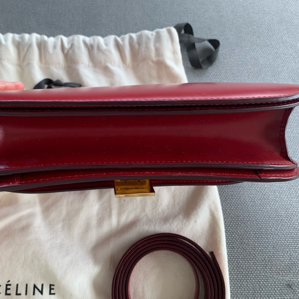 Celine classic medium box bag in red calfskin - Picture 6 of 9